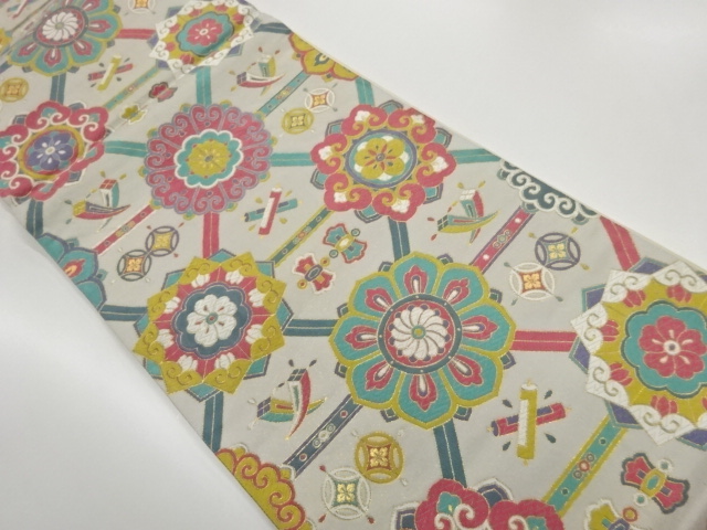 JAPANESE FUKURO OBI / WOVEN FLOWER CREST